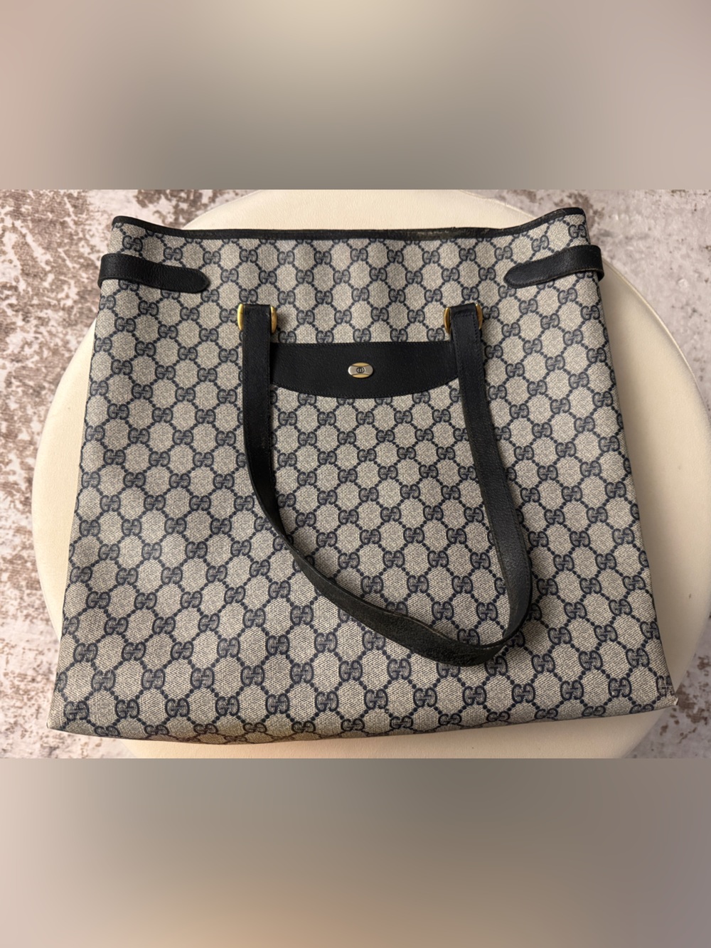 Vintage Gucci Accessory Collection GG Supreme Navy Tote WITH COA 39.02.061